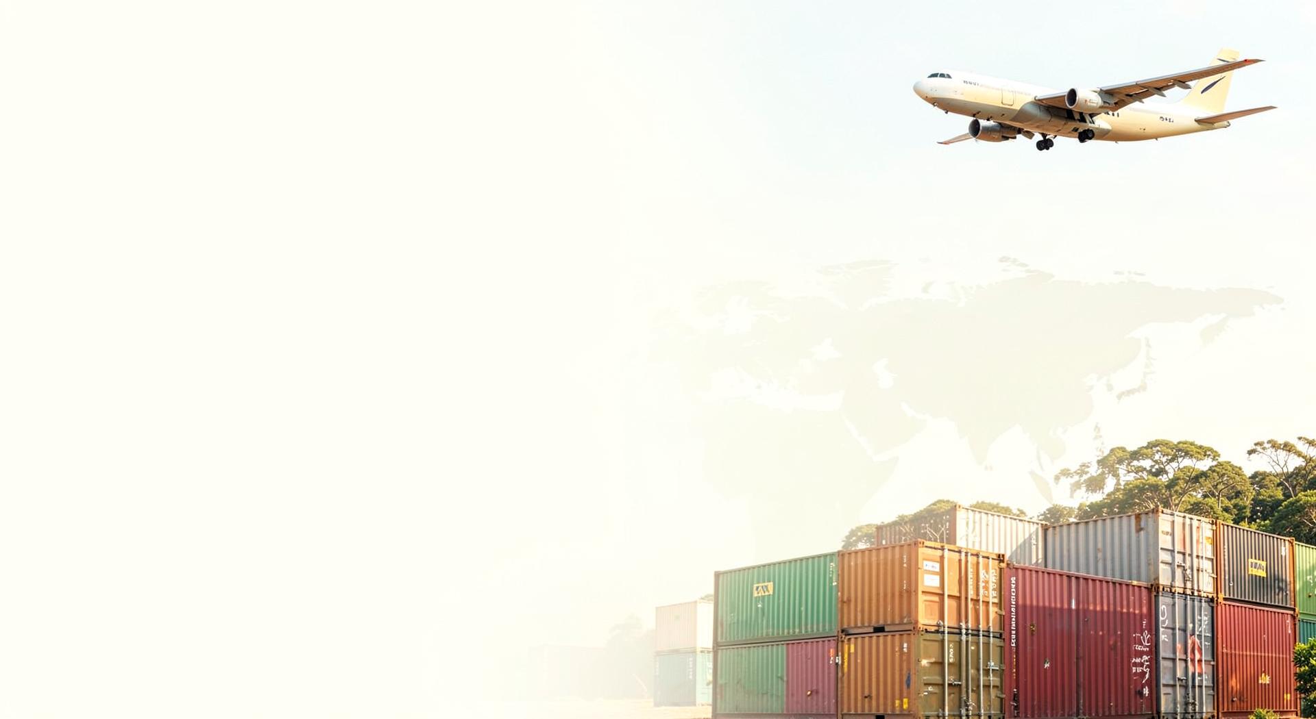 International air freight and shipping containers representing BRET's global reach